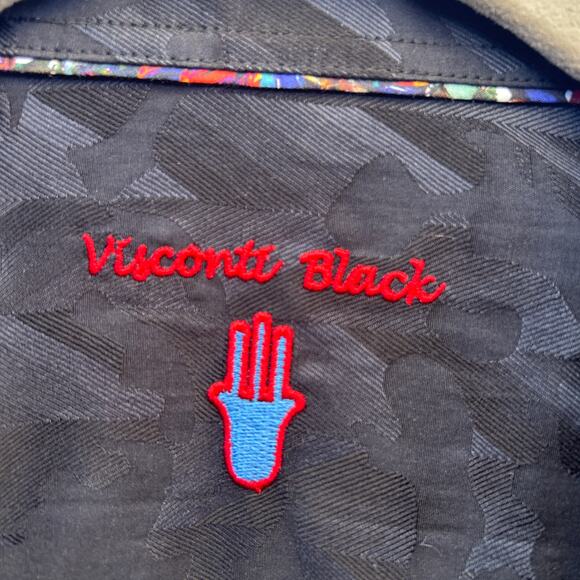 visconti black black embossed button down - Picture 2 of 7